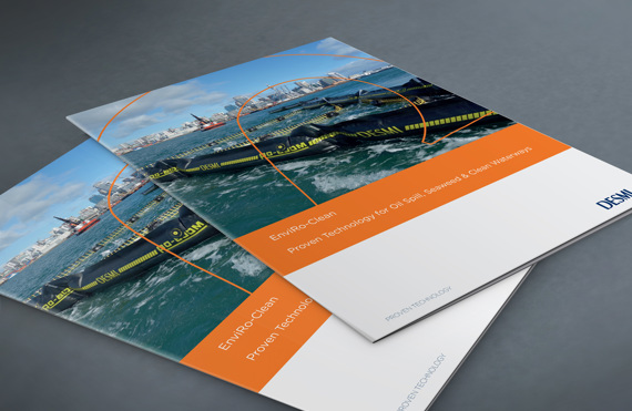 DESMI brochure showcasing Enviro-Clean technology for oil spill and waterway cleaning.