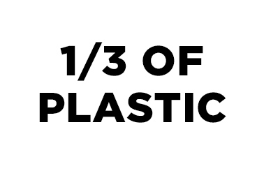Text reading "1/3 of Plastic" in bold, black font.