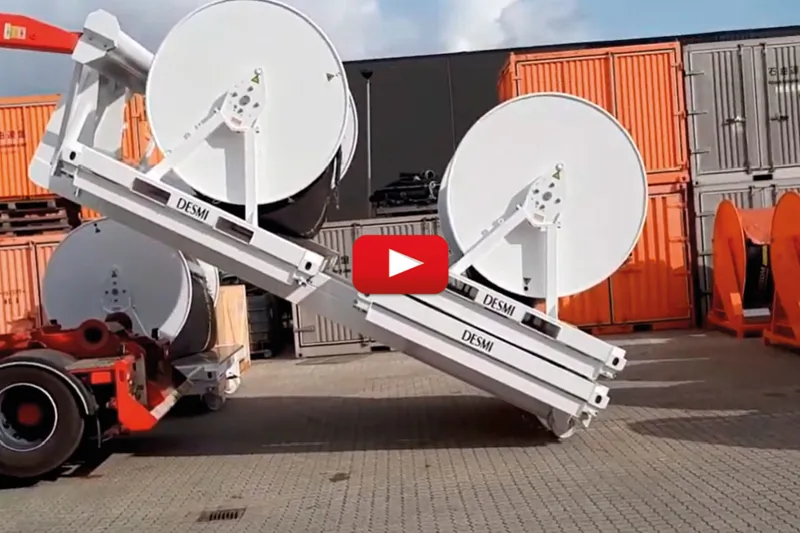 DESMI boom storage and deployment flat rack with hose reels DESMI boom storage and deployment flat rack with hose reels