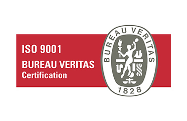 ISO 9001 Bureau Veritas certification logo with red background and emblem.
