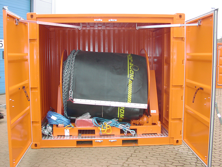 DESMI containerised oil spill response equipment with deployment support
