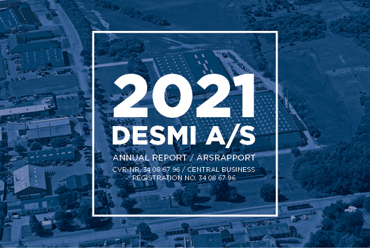 2021 DESMI A/S Annual Report cover with aerial view of facilities.