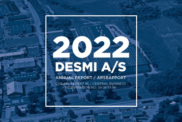 DESMI A/S 2022 Annual Report cover with aerial view of facilities.
