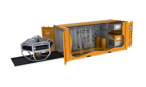 DESMI RO-CLEAN Arctic package in an orange container for oil spill response.